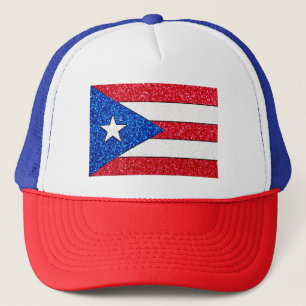 Truckerkeps för glitterPuerto Rico flagga
