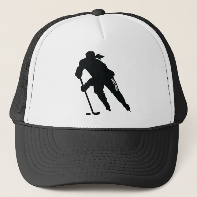 Truckerkeps för Ice Hockey Player Silhouette (Framsida)