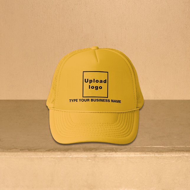 Truckerkeps för Namn och Logotyp Gult (Your business name and logo on yellow trucker hat)