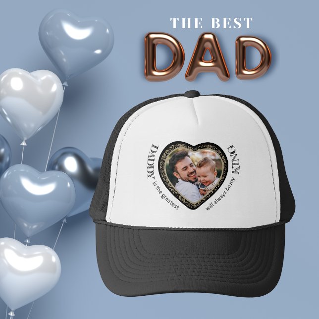 Truckerkeps för pappa Photo Heart Shape (Daddy Photo Heart Shape Trucker Hat)