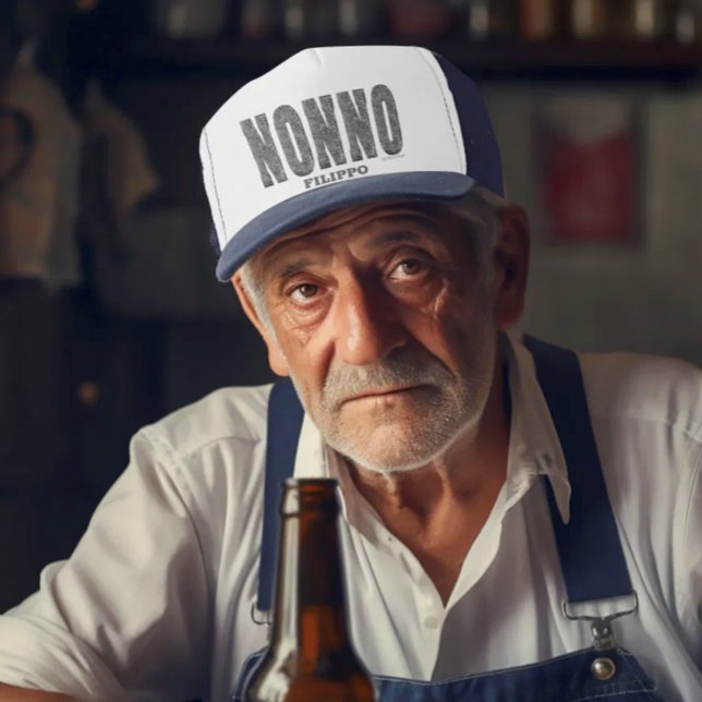Truckerkeps för Personlig för icke-blanksteg (Faux Snakeskin Letters NONNO personalized Trucker Hat)