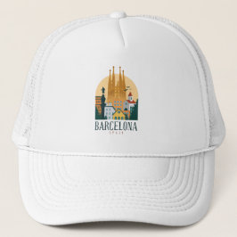 Truckerkepsen Barcelona Spain Skyline Keps
