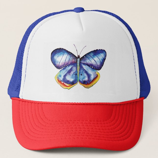 Truckerkepsen Blue Butterfly Art Painting Truckerkeps (Framsida)