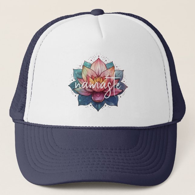 Truckerkepsen Namaste lotus-blomma Keps (Framsida)