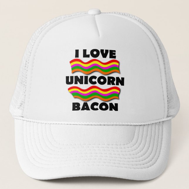 Truckerkepsen Unicorn Bacon Funny Boll Cap Truckerkeps (Framsida)