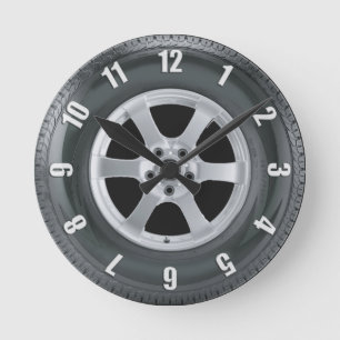 Truckers Art Clock lastbil i Däck vid Lastbil Rund Klocka