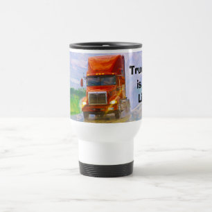 TRUCKERS BIG RIG RED LASTBIL RESEMUGG