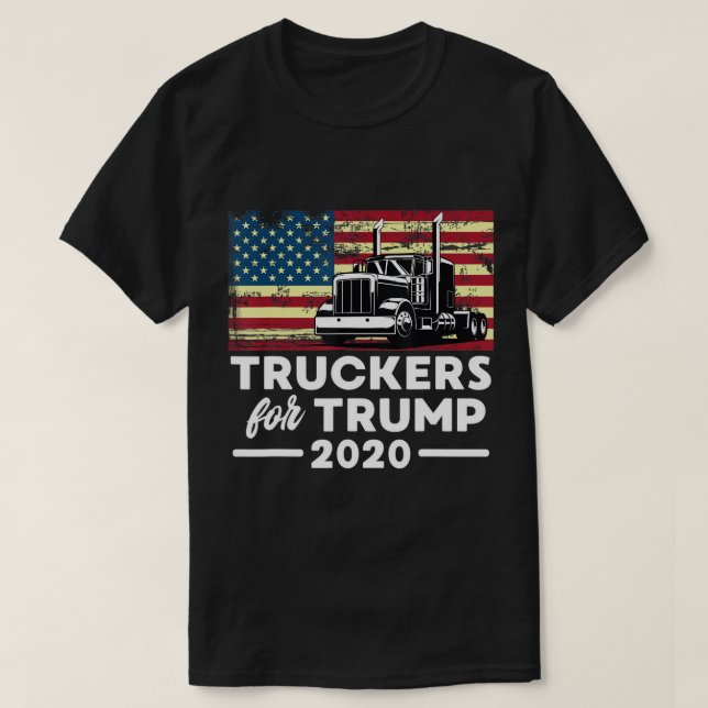 Truckers for Trump 2020 Pro-Trump Lastbil Drivers  T Shirt (Design framsida)