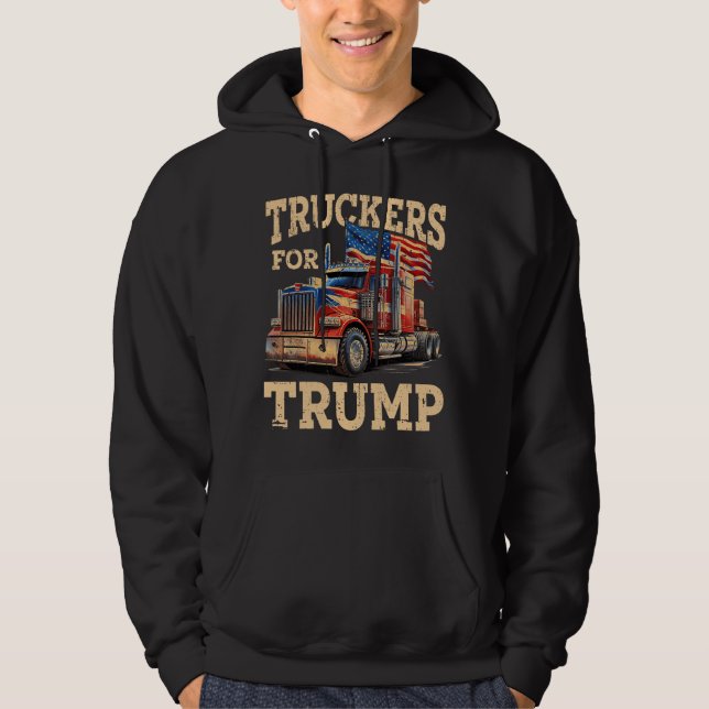 Truckers for Trump – Red Rig & Flags Hoodie (Framsida)