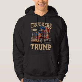 Truckers för Trump – Röd Rigg & Flaggor Hoodie