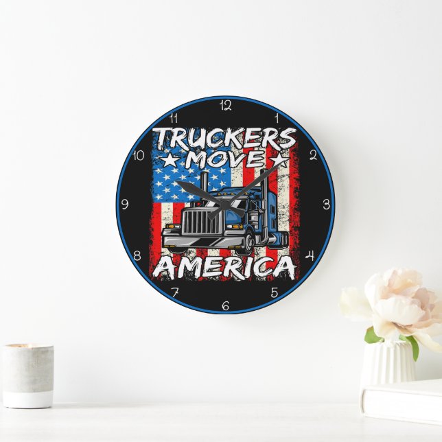 Truckers Move America: Distress Flagga Stil Stor Klocka (Hem)