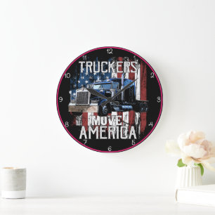 Truckers Move America Patriotic Stor Klocka