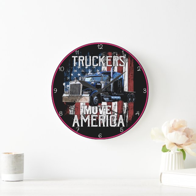 Truckers Move America Patriotic Stor Klocka (Hem)