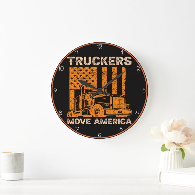 Truckers Move America: Pridet Orange Stor Klocka (Hem)