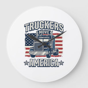 Truckers Move America Vintage Truck T-Shirt Design Stor Klocka