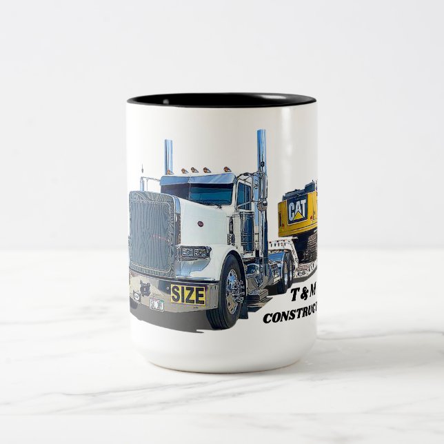 Trucking Construction Demolition Hauling Business Två-Tonad Mugg (Center)