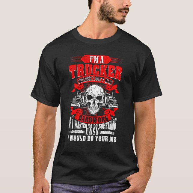 Truckning av Funny Skull Lastbil-drivrutiner T Shirt (Framsida)