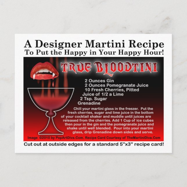 True Bloodtini Halloween Martini Recipe-vykort Vykort (Framsida)