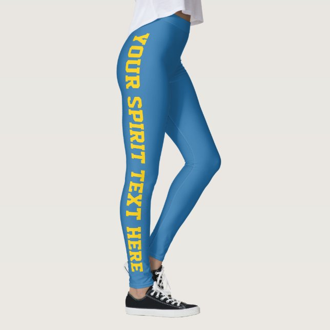 True Blue Guld Anpassningsbar School Spirit Text L Leggings (Höger)