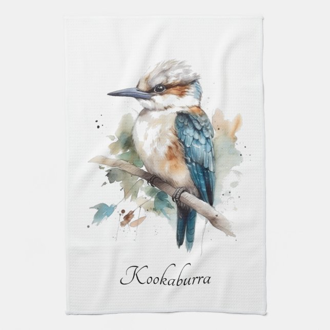 True Blue Kookaburra, anpassningsbar Kökshandduk (Vertikal)