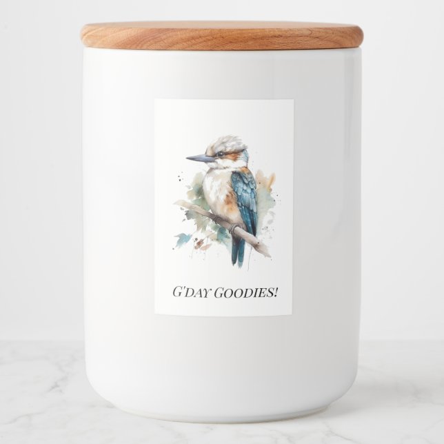 True Blue Kookaburra, anpassningsbar Mat Etikett (Framsida)