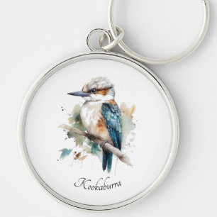 True Blue Kookaburra, anpassningsbar Rund Silverfärgad Nyckelring