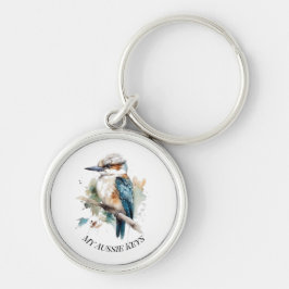 True Blue Kookaburra, custom Rund Silverfärgad Nyckelring