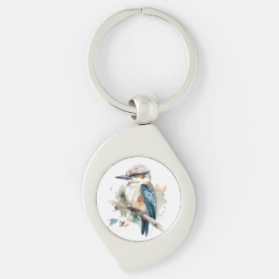True Blue Kookaburra Swirl Silverfärgad Nyckelring