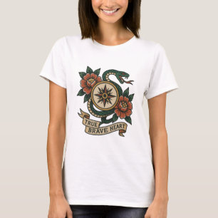 True Brave Heart Kompass Ros Panel T-Shirt