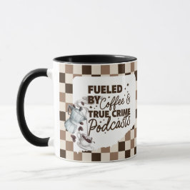 True Crime & Coffee Bold Brown Checkered Mug  Mugg