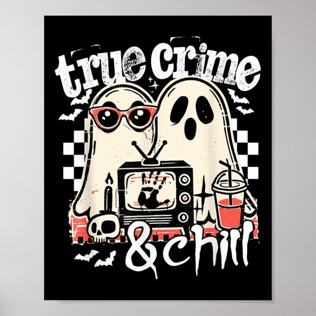 True Crime Och Chill Rolig Halloween, Söt Ghost H Poster (Framsidan)