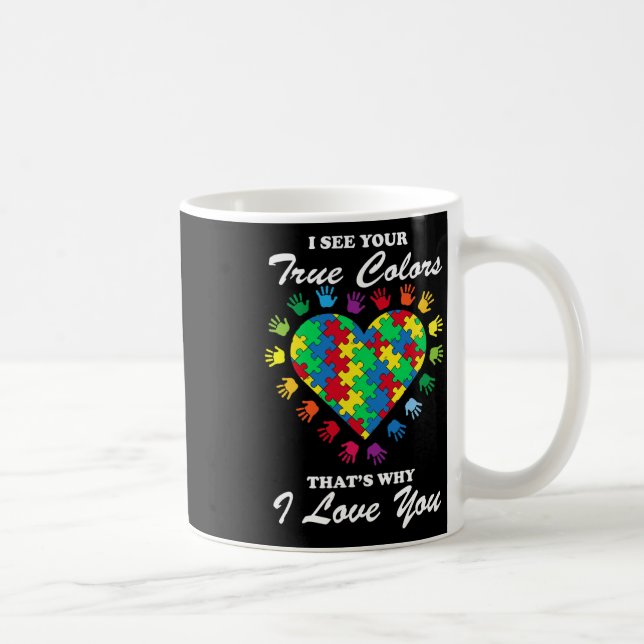 True Färg Heart Puzzle Coola Autism Awareness Gif Kaffemugg (Höger)