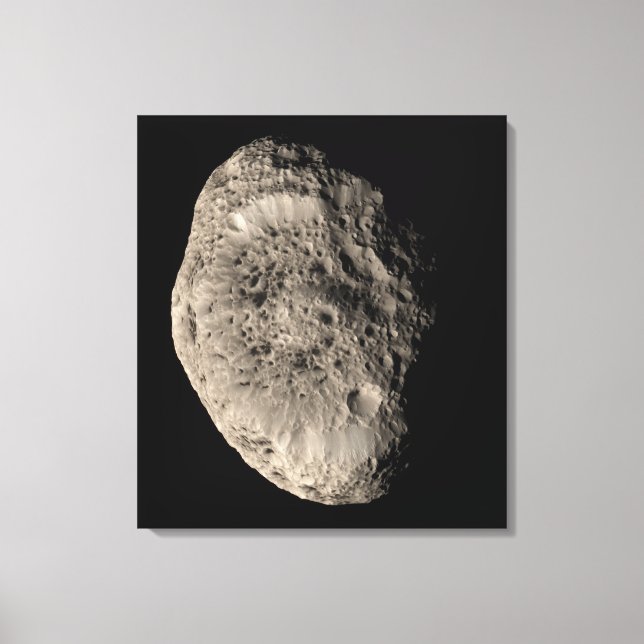 True färg-mosaik av Saturns måne Hyperion Canvastryck (Framsida)