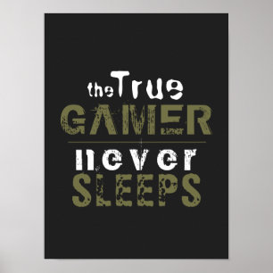 True Gamer Poster aldrig typografi Gamer