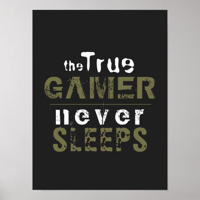 True Gamer Poster aldrig typografi Gamer (Framsidan)