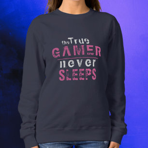 True Gamer-Rosan lyfter aldrig  Typography Gamer G T Shirt