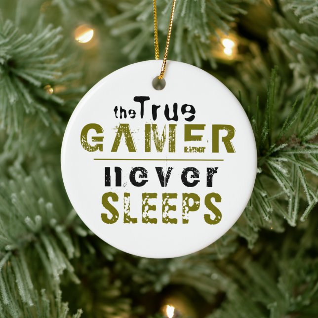 True Gamer sover aldrig typografi Gamer Keramik  Julgransprydnad Keramik (Träd)