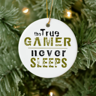 True Gamer tar aldrig ut keramik för typografi Julgransprydnad Keramik