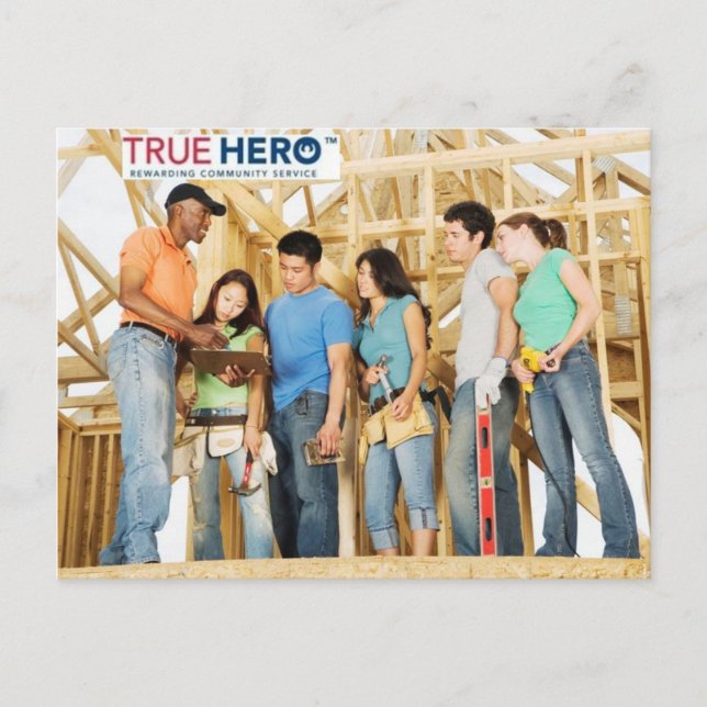 True Hero-vykort med serviceteam-foto Vykort (Framsida)
