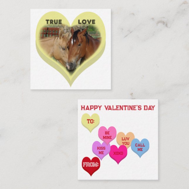 True Love Horses Conversation Hearts Valentine's Anteckningskort (Fram/baksida)