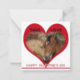 True Love Horses in Red Heart Valentine's Day Card Anteckningskort