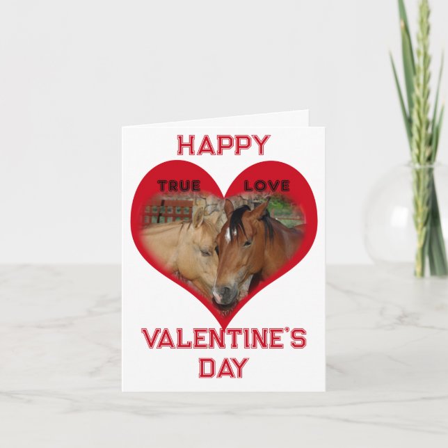 True Love Horses Red Conversation Heart Valentine Anteckningskort (Framsida)
