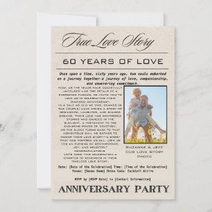 True Love Story 60-årsjubileum Fest Foto Inbjudningar