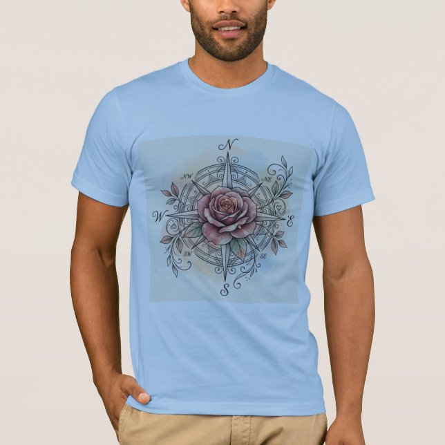 True North Bliss | Rose Kompass Tatuering T-shirt (Framsida)