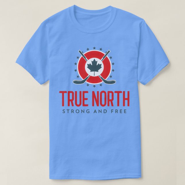 True North Strong and Free Hockey Canada Maple Lea T Shirt (Design framsida)