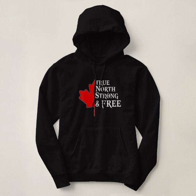 True North Strong & Free Maple Löv Canadian Flagga T Shirt (Design framsida)