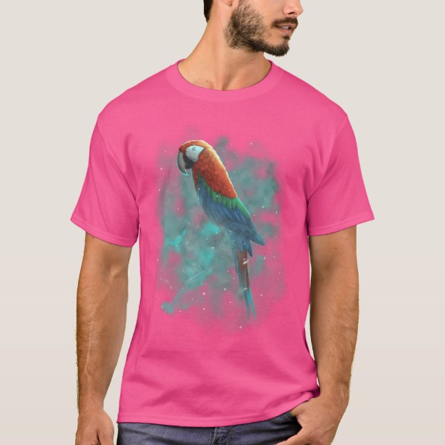 True Parrot Cosmic Galaxy Celestial Rymden as T Shirt (Framsida)