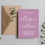 True Simplicit 1 Lavender Script Minimal Bröllop Inbjudningar<br><div class="desc">Den här enkla och vackra bröllopsinbjudan är perfekt för minimalisterna i oss alla! Kontakta mig om du vill ha hjälp med att anpassa textdelen av bröllopsinbjudan.</div>