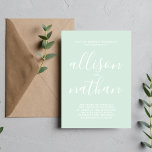 True Simplicit 1-skript Mint Minimalist Bröllop Inbjudningar<br><div class="desc">Den här enkla och vackra bröllopsinbjudan är perfekt för minimalisterna i oss alla! Kontakta mig om du vill ha hjälp med att anpassa textdelen av bröllopsinbjudan.</div>