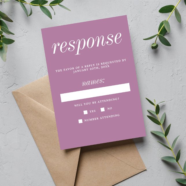 True Simplicit 2 Lavender Minimalist Bröllop OSA Kort (Skapare uppladdad)